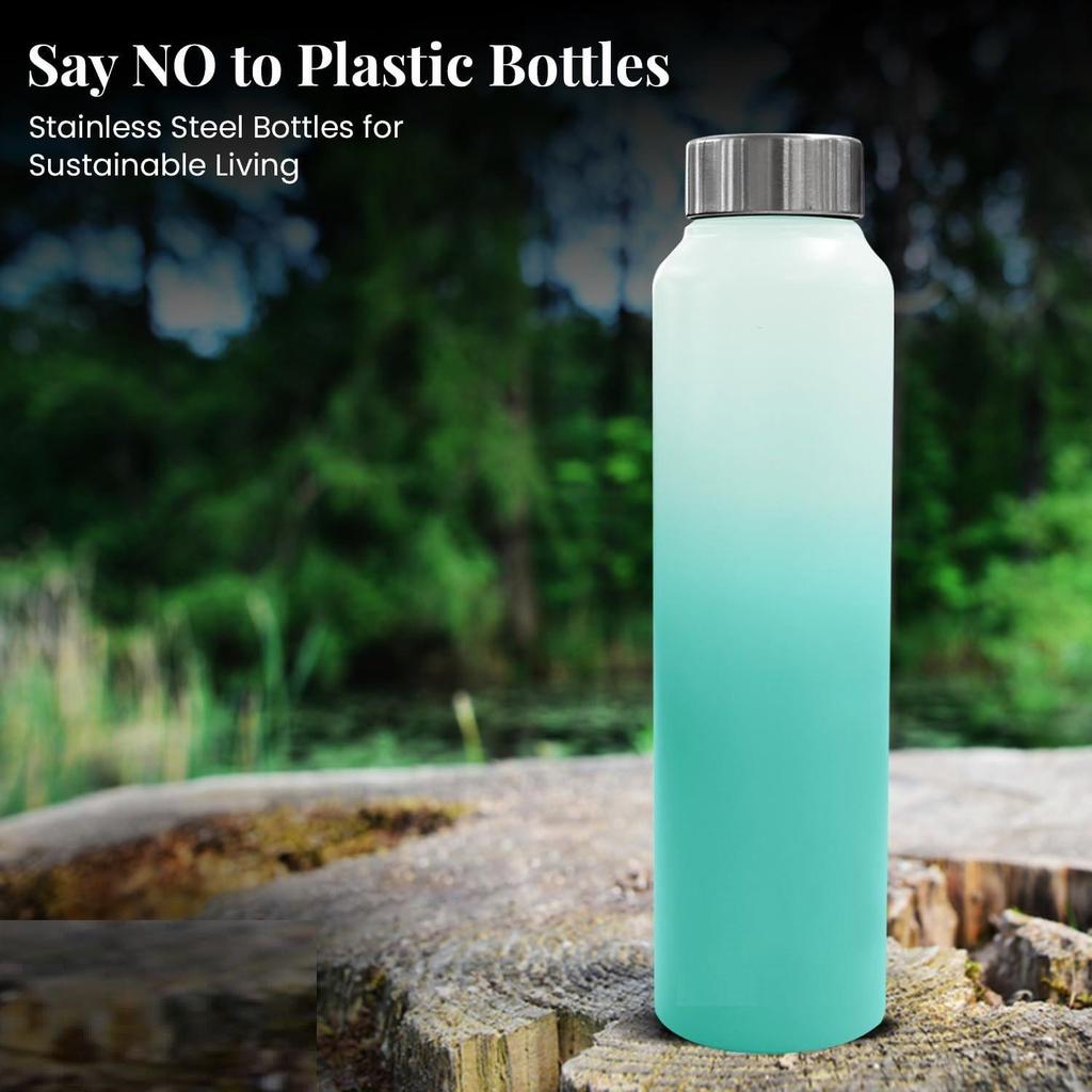 Water Bottle (1 Litre, Premium Stainless Steel, Green & Pearl) Bottle for Fridge, School, Outdoor, Gym, Home and Office, Scratch-Resistant