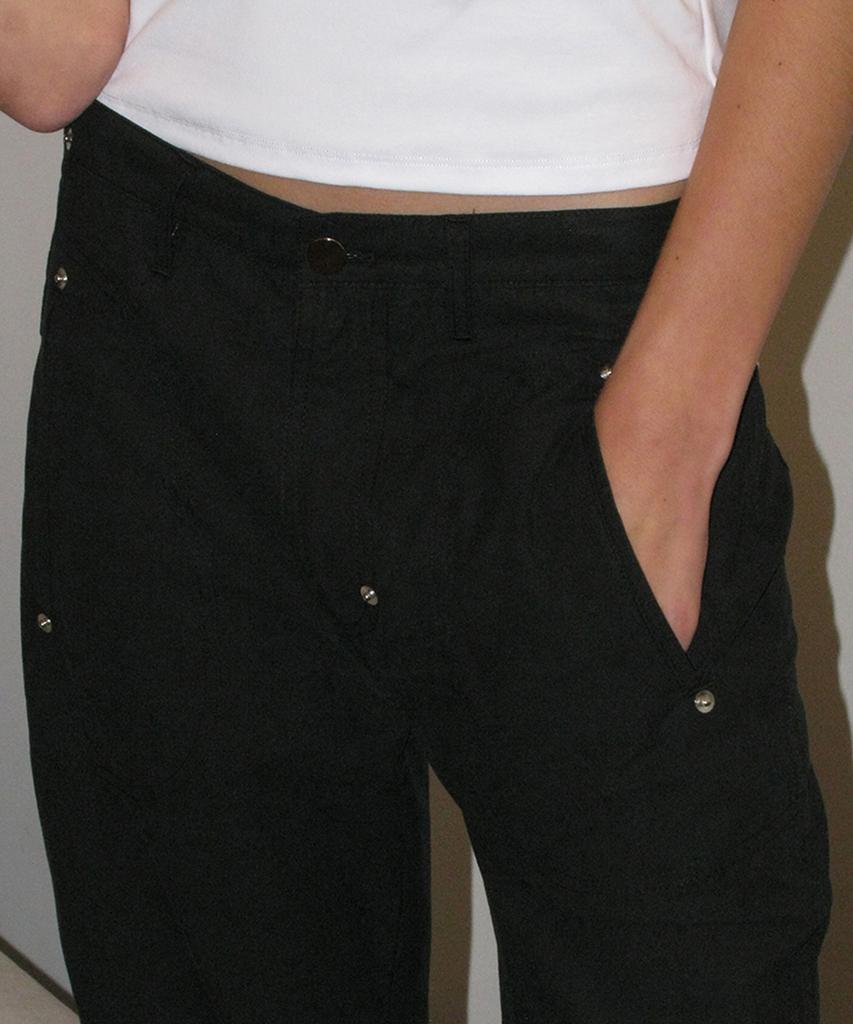 PARTIMENTO WOMEN Low-Rise Pocket Pointed Pants_Black