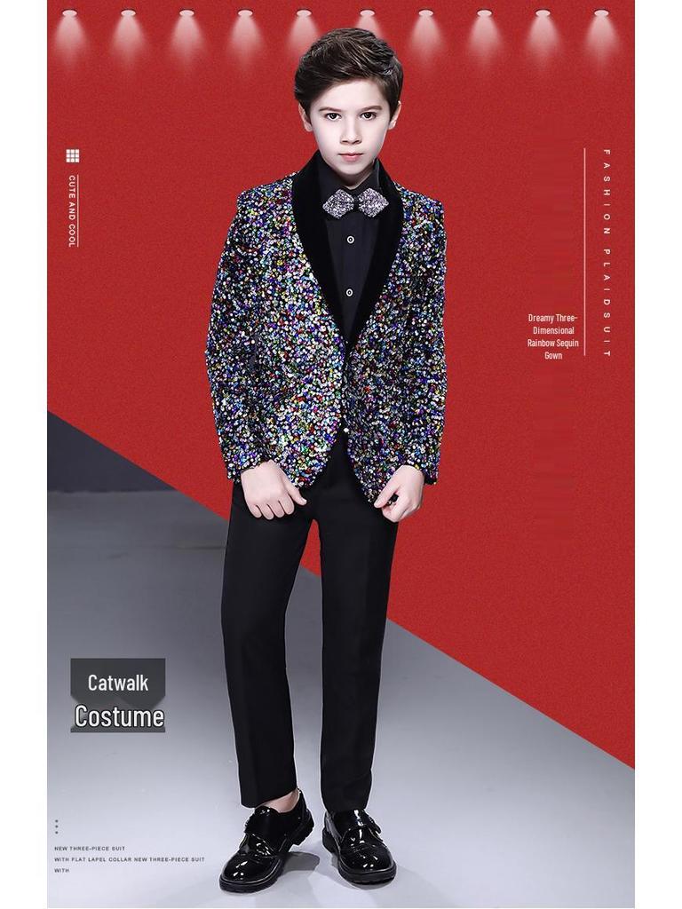 Children's Sequin Suit for Boys - Formal Wear for Stage, Flower Boy, or MC Events
