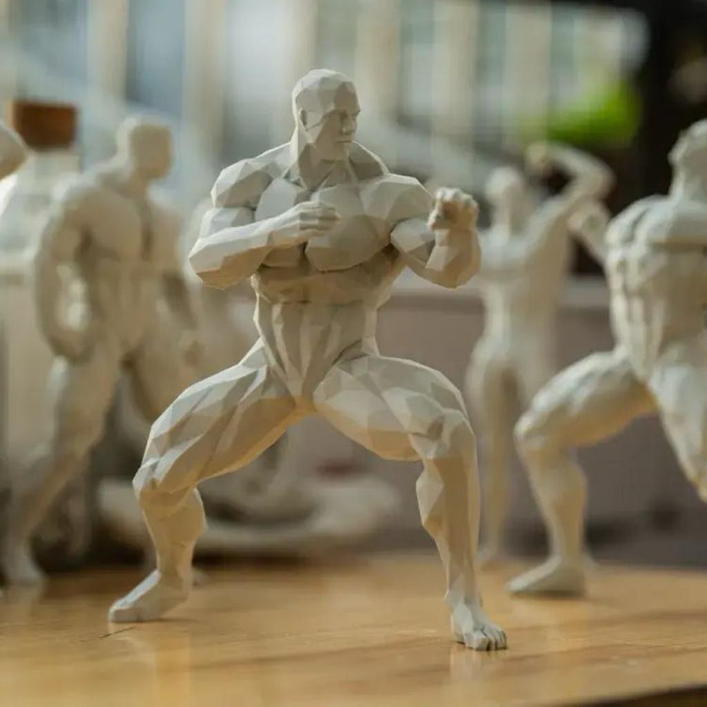 3D Yoga Pose Figurine – Male Plastic Desktop Ornament for Home & Office Decor