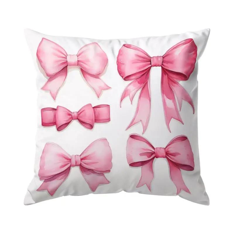 

Home Decor Cherry & Bowknot Pattern Decorative Pillowcase Pattern Cushion Cover Suitable For Sofa Bedroom Car Pillow Cover 16x16Inch