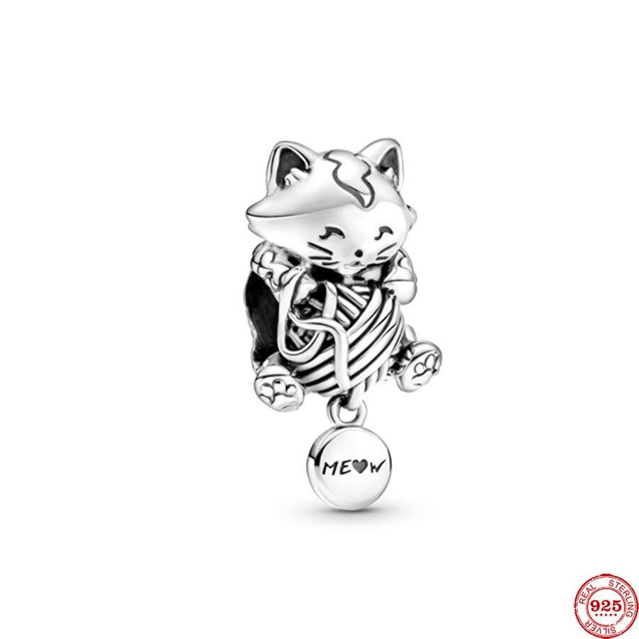 

New Original Silver Color Cat Meow Bead Fit European Fashion Charms Bracelet Bangles Jewelry Diy Accessories P740