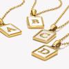 E.B.belle Minimalist Mother of Pearl Shell Stainless Steel Tarnish Free Initial Necklace Gold Plated Letter Necklace for Women