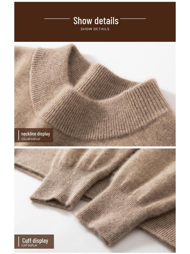 Men's Cashmere Half-High Neck Business Casual Sweater - Long Sleeve Autumn/Winter Knitwear