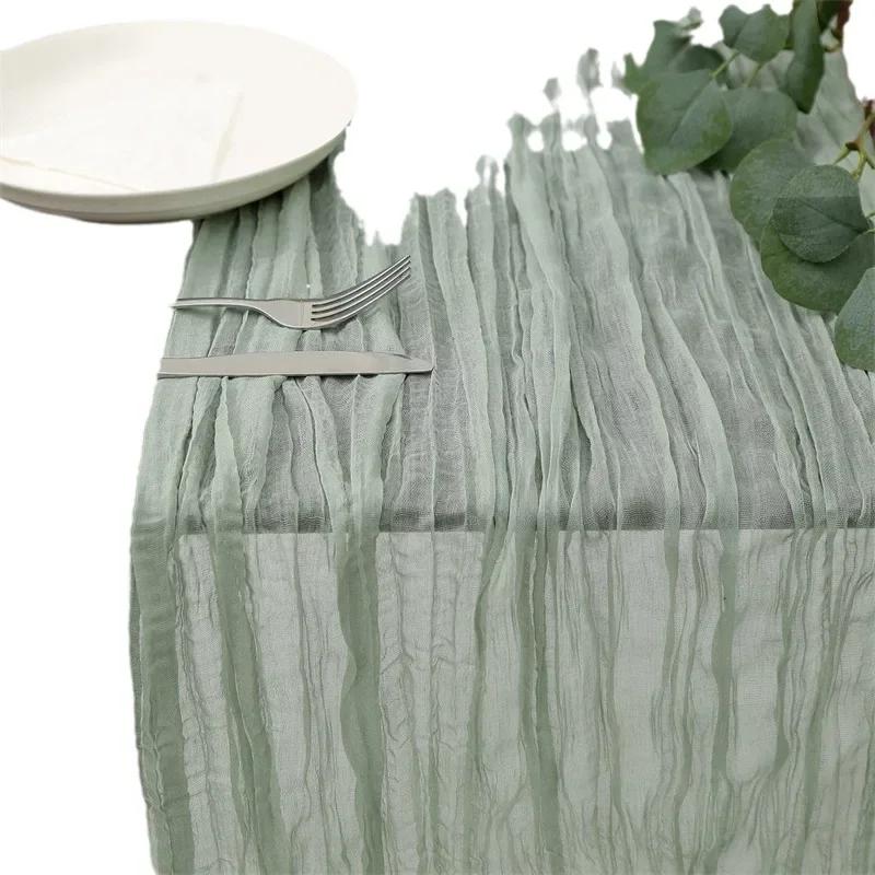 Bali Ruffled Látka Stolní Vlaječka Evropský Twist Ubrus Svatební Party Dekorace Ruffled Bohemian Table Runner Bytové Doplňky