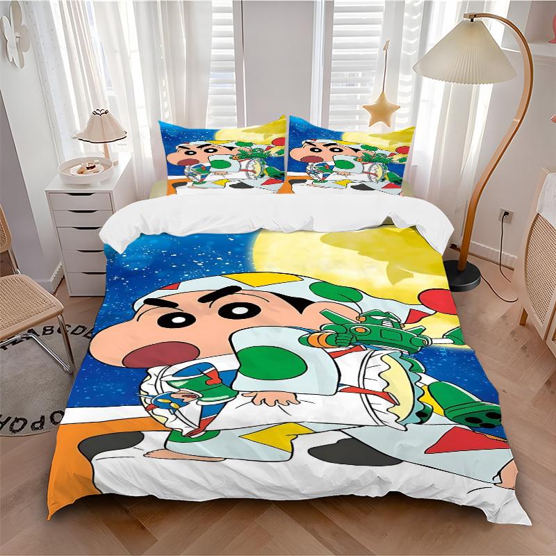 3pcs Crayon Shin-chan Duvet Cover Set - Soft & Breathable Bedding, Includes 1 Duvet Cover and 1/2 Pillowcases (No Insert) yy251107185
