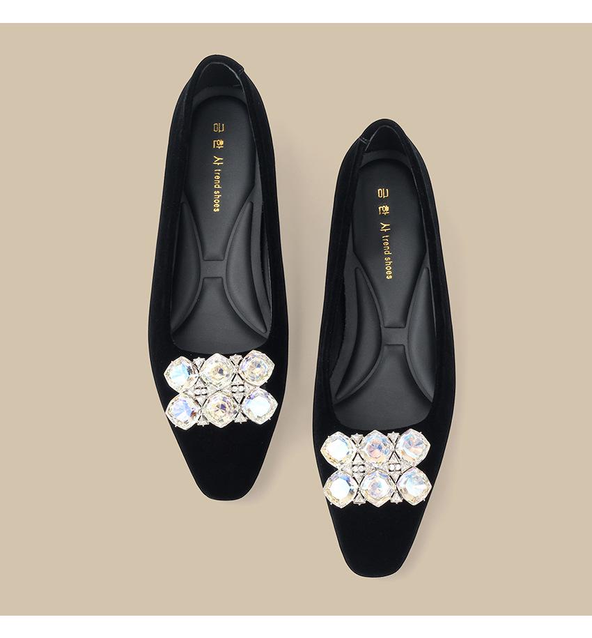 Burgundy Suede Rhinestone Flats with Square Toe - Women's Low Heel Slip-On Shoes for Autumn/Winter 2025.