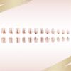 24Pcs Short Square Press on Nail Full Cover False Nail Glossy Gold French Tips Stick On Nail for Women and Girls