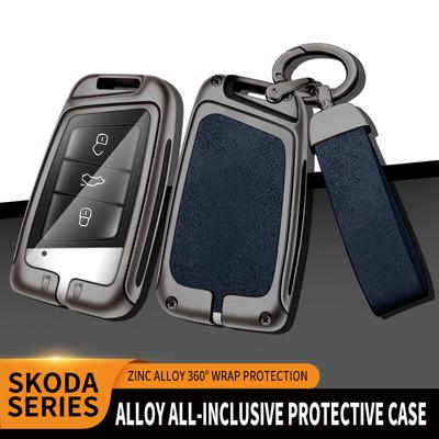 Pouzdro na klíč od auta z koženého pouzdra ze slitiny zinku pro Volkswagen VW Tiguan MK2 Magotan Passat B8 CC pro Škoda Superb A7 Autodíly pro klíč