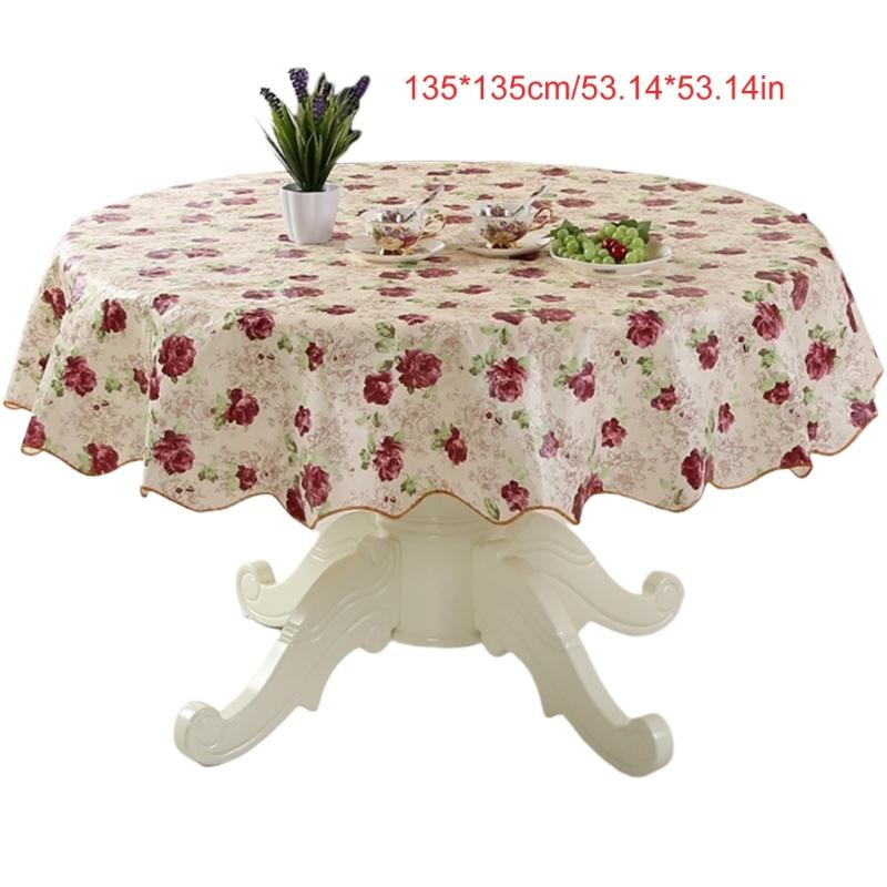 Florals Pattern Tablecloth Oilproof Waterproofs Easy Cleaning Round Table Cover for Home Restaurant Decors Table Cloth