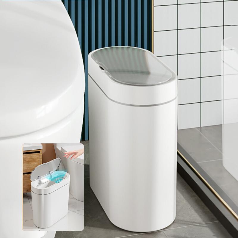 USB Charge Smart Sensor Trash Can Electronic Automatic Household Bathroom Toilet Waterproof Narrow Seam Storage Bucket Smart Home Trash Bin