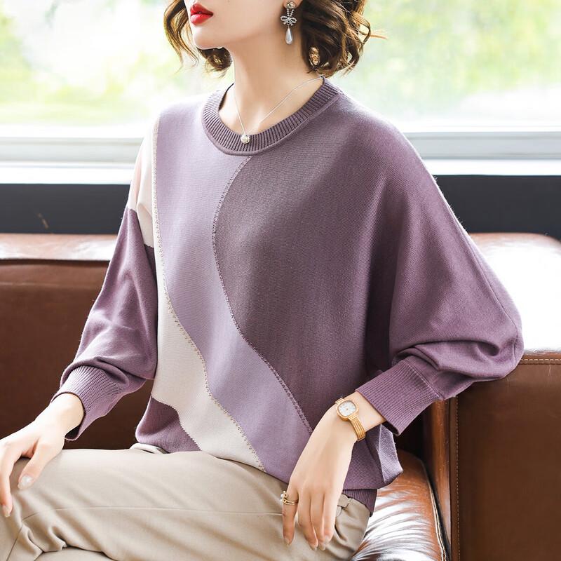 

Женский вязаный топ с круглым вырезом и длинными рукавами XL