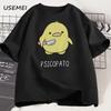 Psicopato T-Shirt Unisex Unisex Süße Ente mit Messer T-Shirt Lässig Kurzarm Baumwolle Bedruckt Rundhals T-Shirt Streetwear Locker