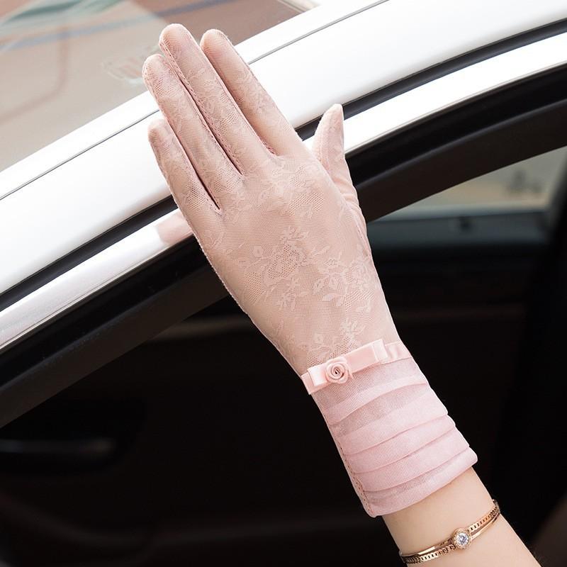 Spring and Summer Sun Protection Gloves Lace Light and Breathable Touch Screen Gloves for Women Driving Breathable Outdoor Sunshade Cycling Gloves