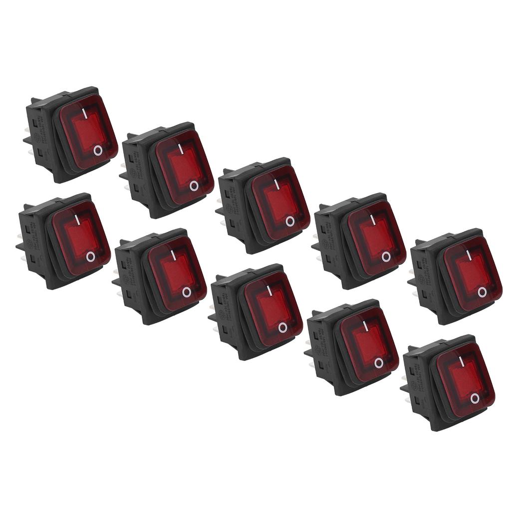 10 buc întrerupător basculant cu 2 poziții, pornit/oprit, 30A AC 125V 250V, pentru barcă, cu lumină LED, 4 pini