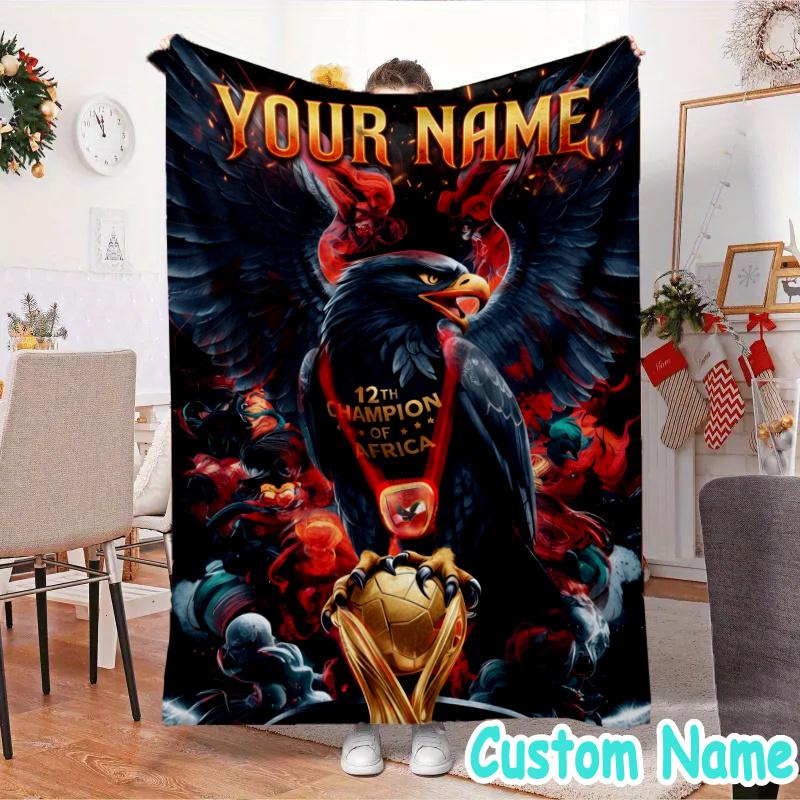 Custom Name Ahly Logo Design Flannel Blanket Seasonal Universal Blanket For Indoor/outdoor, Perfect For Bedroom Sofa birthday gifts