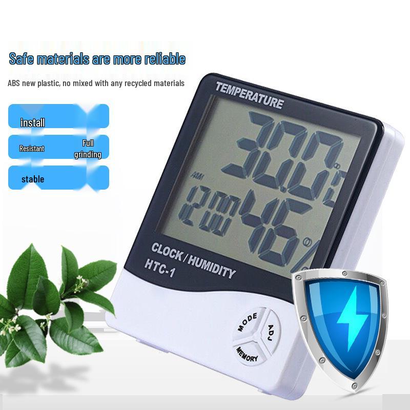 Digital Indoor Thermometer & Hygrometer HTC-1 with Display for Temperature and Humidity – Ideal for Greenhouses