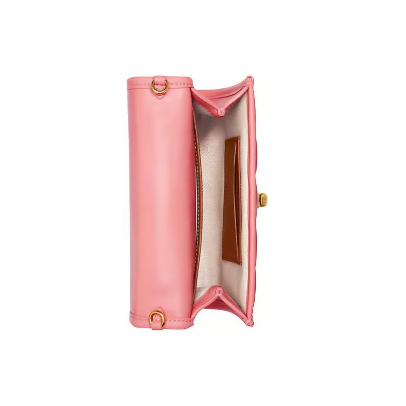 COACH Kip Hardware Leather Handbag Small Women Pink