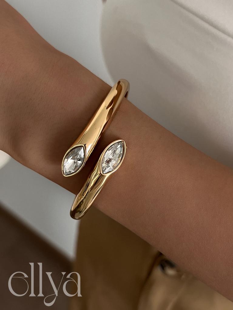 Salircon Fashion Simple Hollow Water Drop Shaped Curved Metal Spring Bangles Women Vintage Gold Color Steampunk Bracelet Jewelry