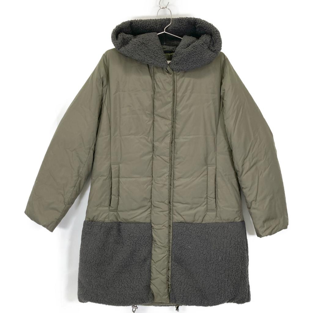 HUNTING WORLD Khaki x Gray Boa Switching Nylon Coat coat 44 khakiUsed