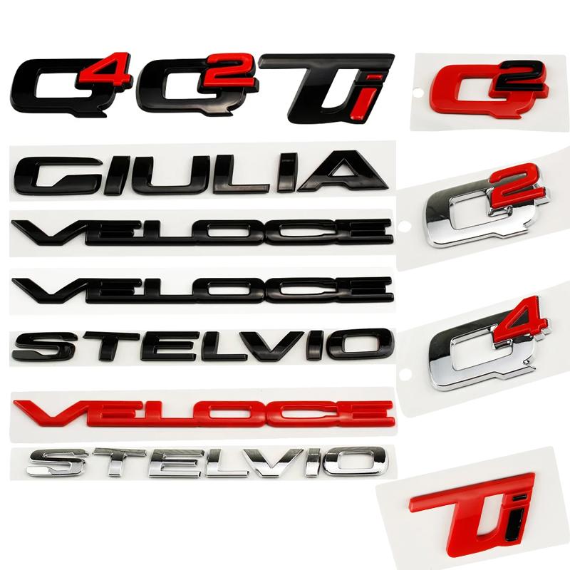QSGJL1 ABS Car Rear Trunk Badge Sticker for Alfa Romeo GIULIA STELVIO Veloce Ti Logo 147 156 159 SPORT Side Decal Letter Emblem