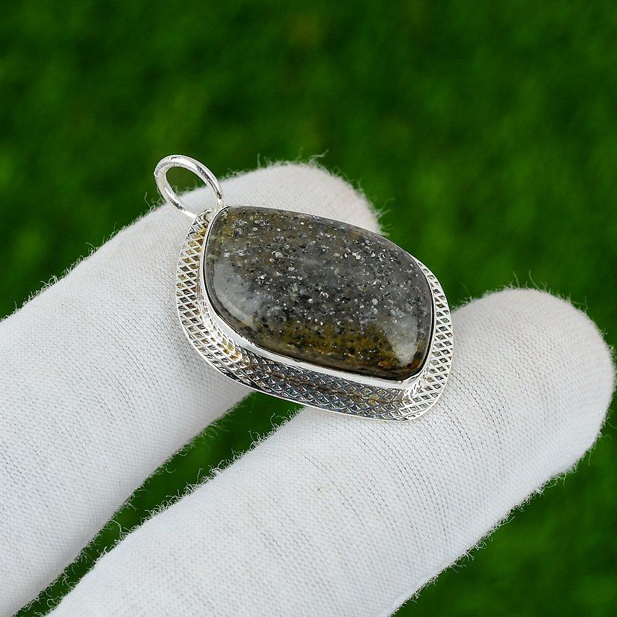 Marquise Black Sunstone Gemstone Sterling Silver Bezel New Wife Pendant Jewelry