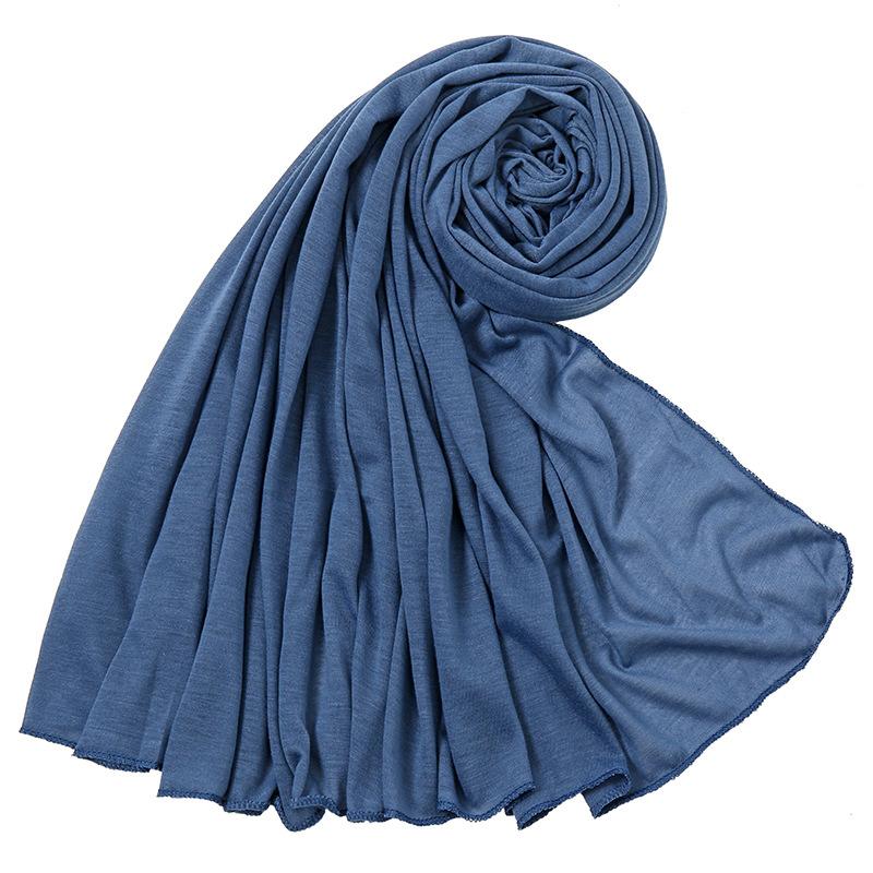 Eenvoudige Katoenen Jersey Hijab Stretch Sjaal Dames Moslim Sjaal Grote Maat Lange Sjaal Mode Ramadan Hoofdband Turban 180*80Cm