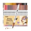 Ohuhu Art Markers Dual Tips Line Marker Set WaterColor Pen Coloring Water Color Brush Fineliner Painting Drawing School Supplies