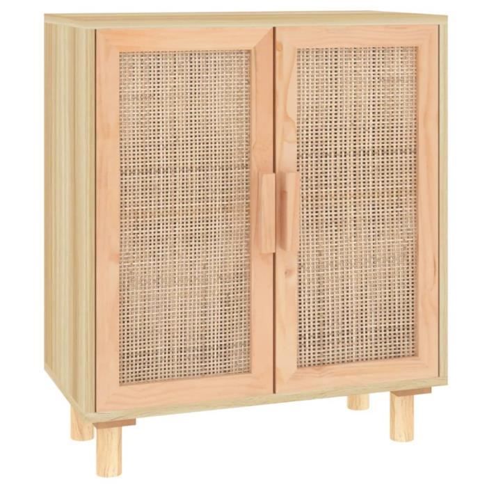 VidaXL Buffet Marron 60x30x70 cm Bois de pin massif et rotin naturel 345632