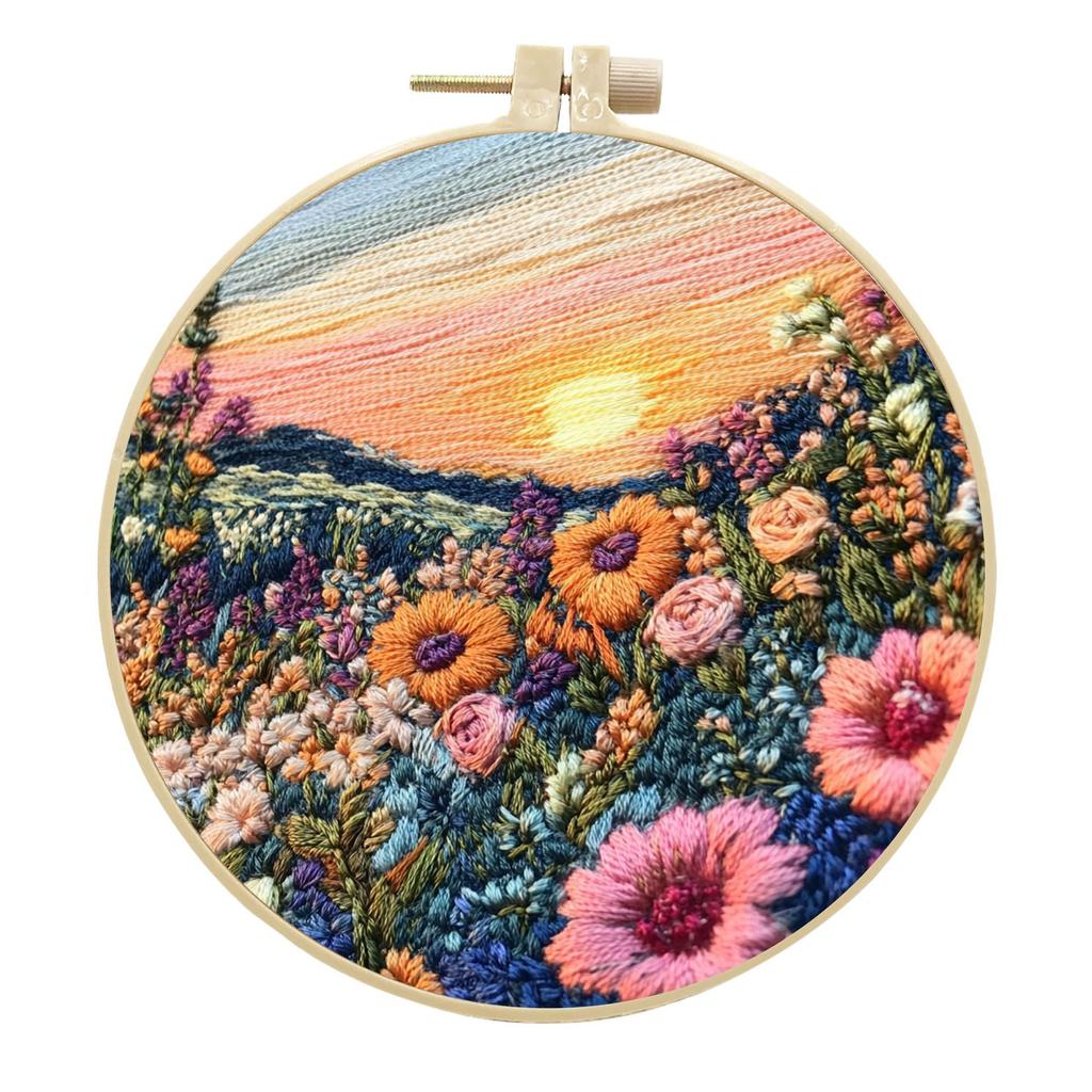 1pc Broderie Paysage Coucher de Soleil Kit d'Artisanat en Tissu DIY