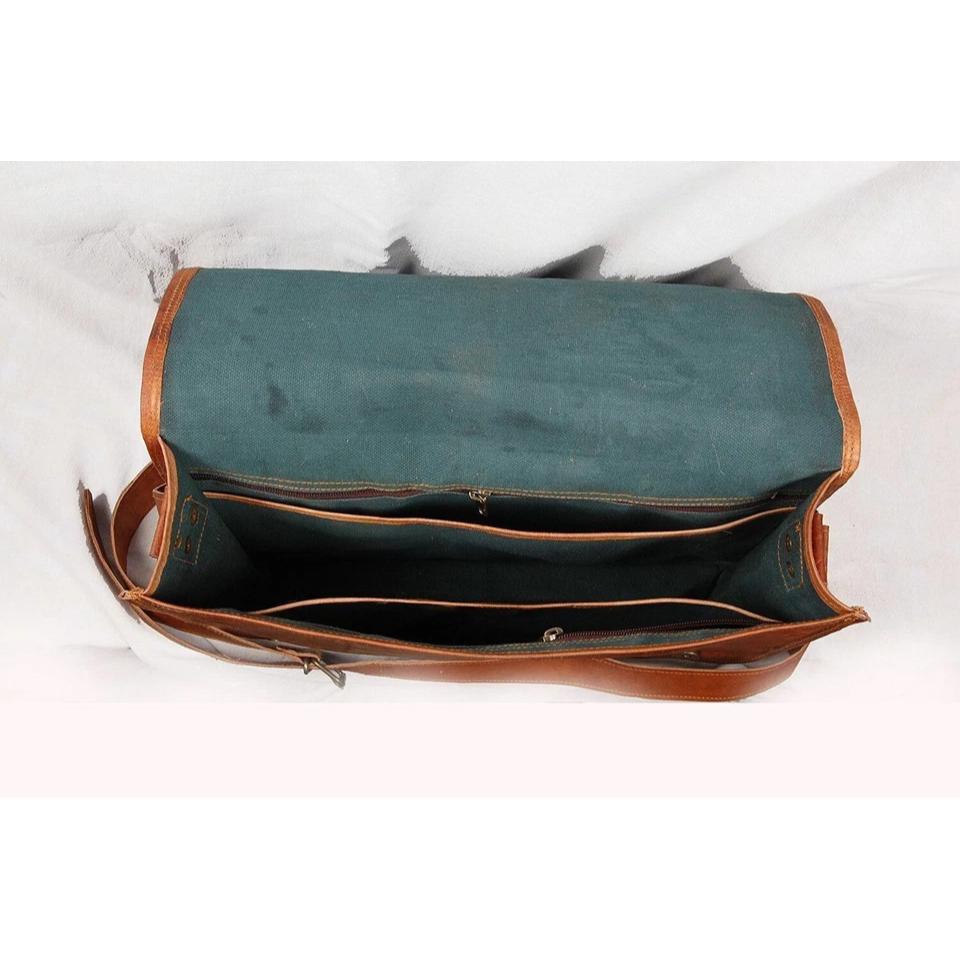 New Briefcase Handmade Leather Bag Goat Vintage Genuine Messenger Brown New