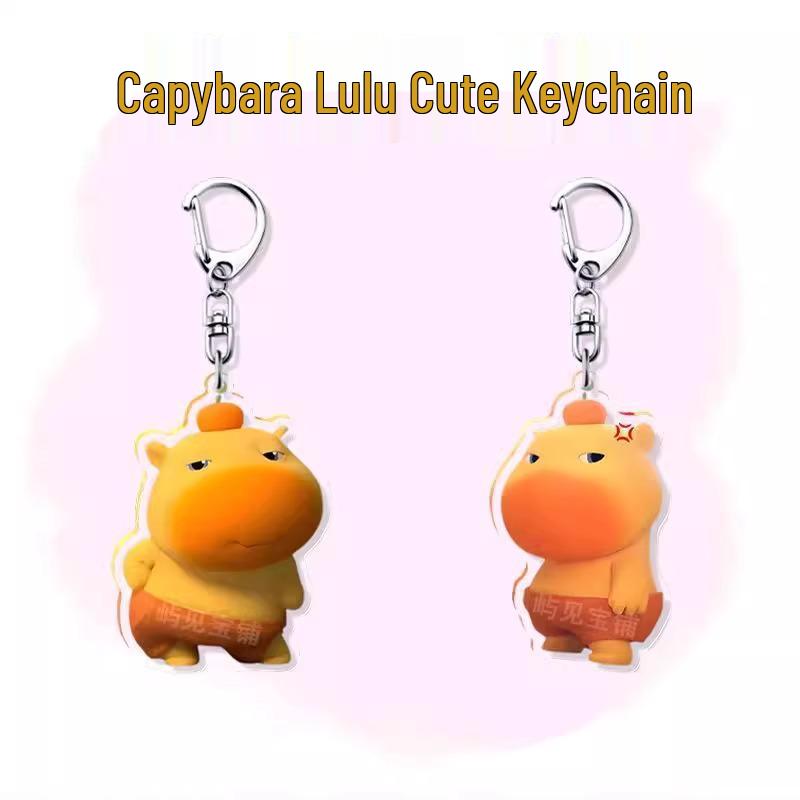 Baby Capybara Lulu Emoji Acrylic Keychain - Cute Cartoon Backpack Charm