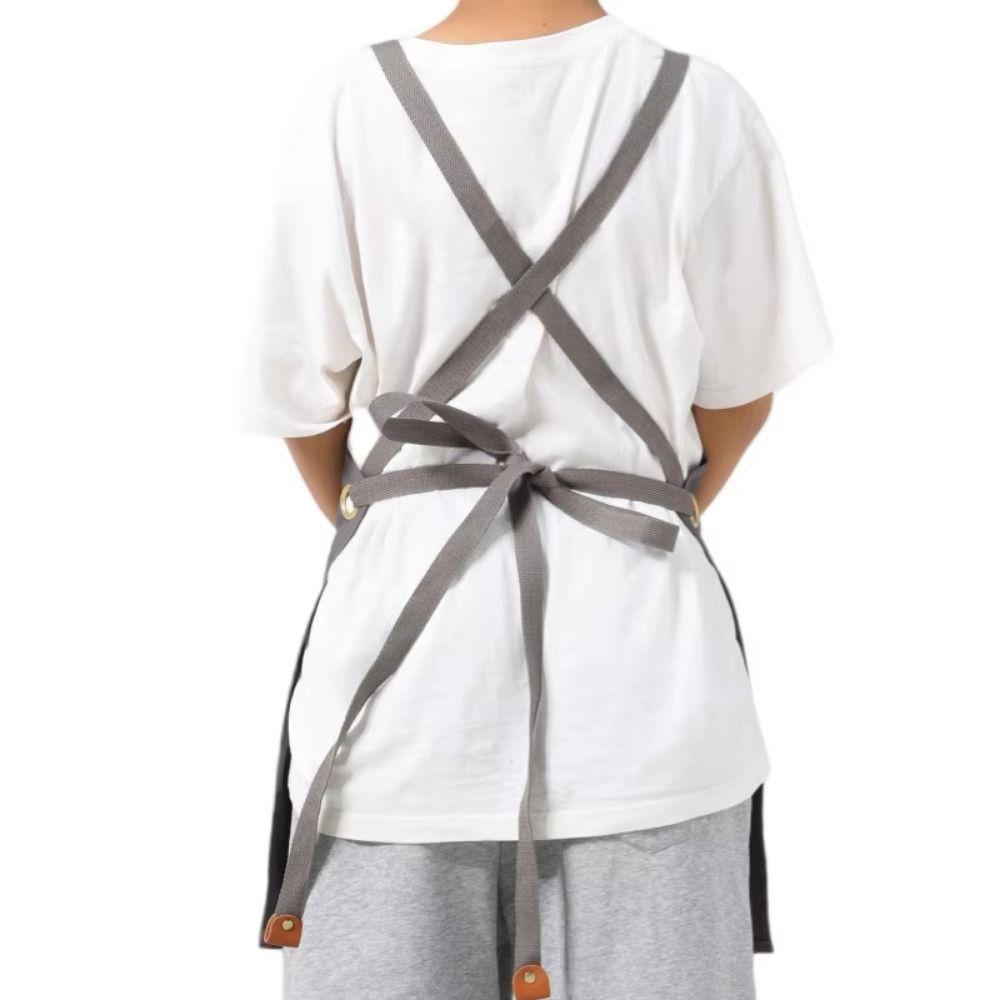 Minimalist Children's Canvas Apron Solid Color Kids Chef Costume Kids Cooking Apron  BBQ Chef