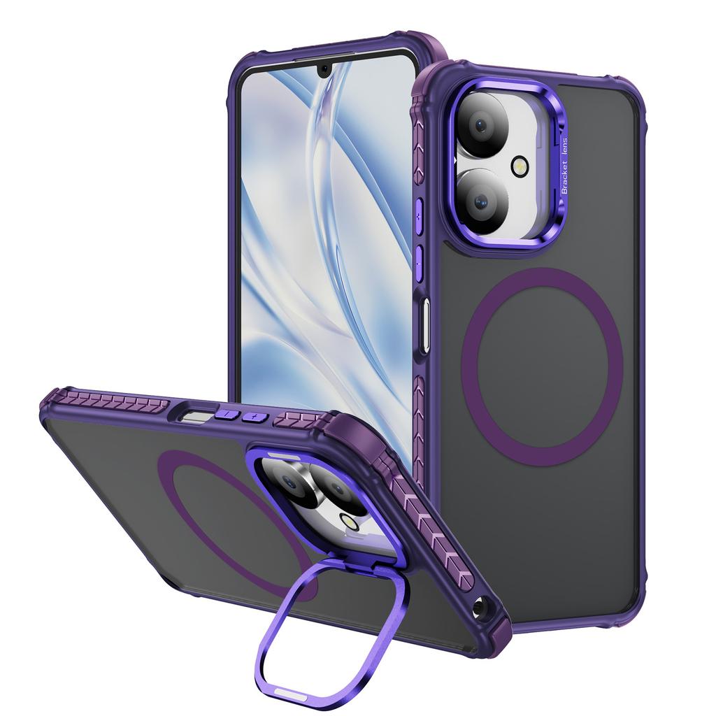 Rainbow No. 1 Skin-sensitive Magnetic Ring Holder Mobile Phone Case for Redmi13C-4G-5G Strong Magnetic and Wireless Charging