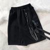 Mid-Rise Elastic Waistband Multi Pockets Chain Strap Decor Men Shorts Outdoor Fitness Cargo Short Pants