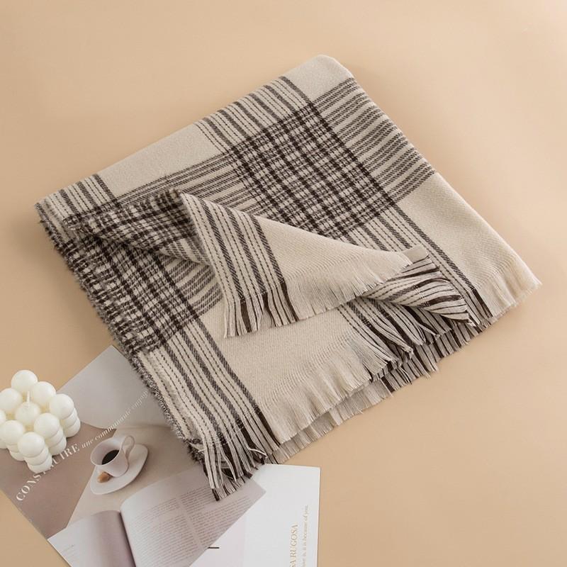 British Style Maillard Brown Brown Plaid Warm Scarf High End Atmosphere Couple Scarf Women's Imitation Cashmere