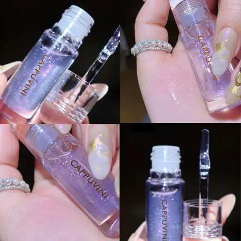 Crystal Clear Transparent Lip Care Oil Glass Transparent Lip Gloss Moisturizing Lip Base Moisturizing Pearl with Flash Lip Lacquer Color Suit