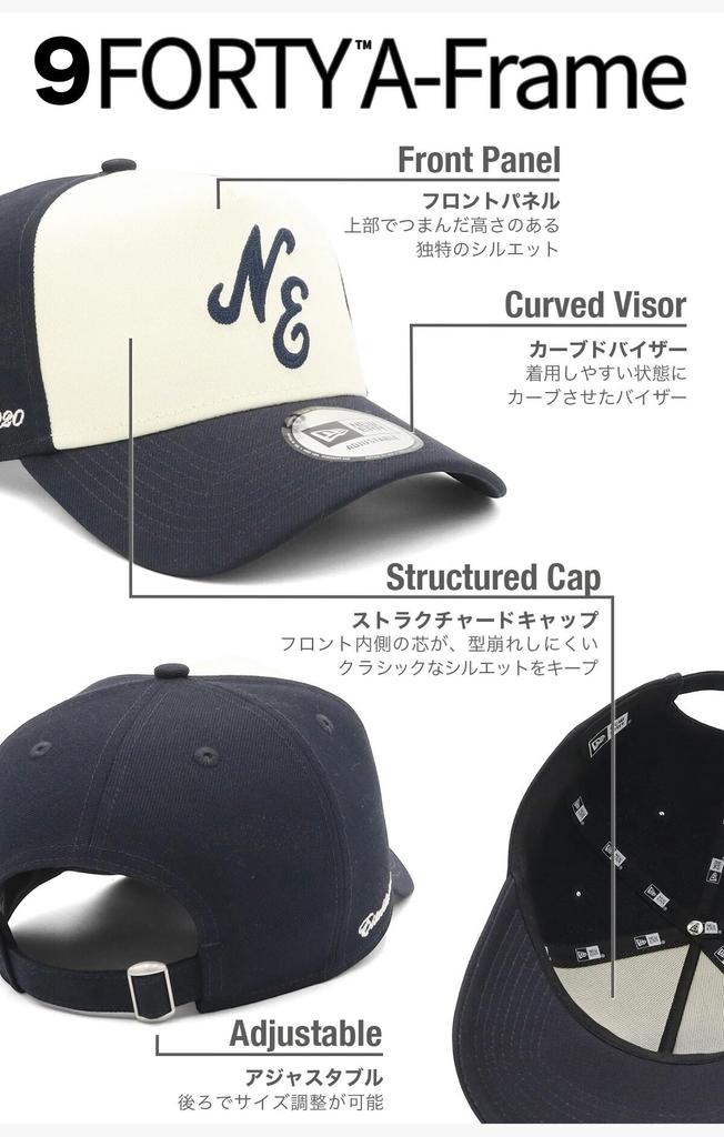 New Era 9FORTY A-Frame Classic NE Logo Cap ONSPOTZ Cloth Strap Chrome/Navy Free Size Hat