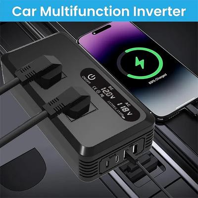 200W Car Inverter DC 12V To AC 220V 230V Transformer Convert Type-C USB Fast Charging EU Socket Car Inverter Power Adapter