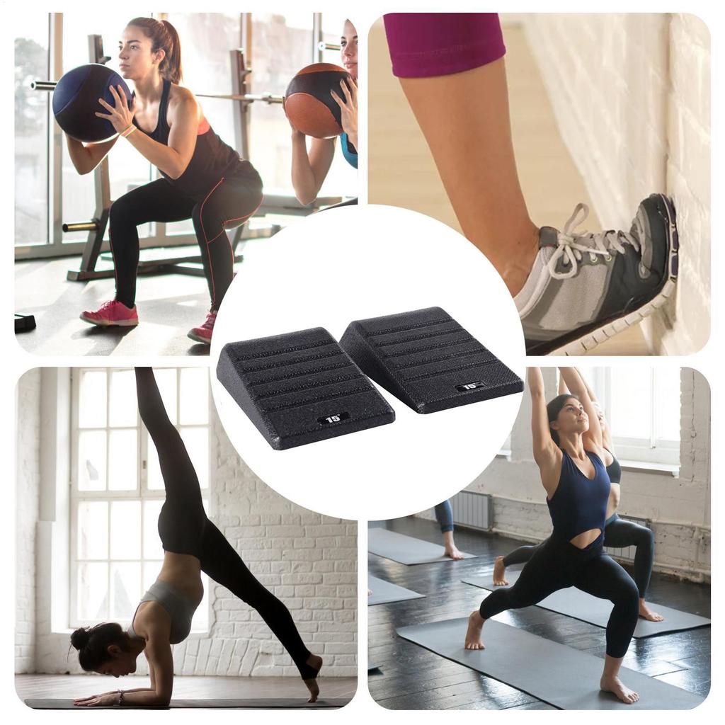 2pcs Yoga Wedge Stretch Slant Boards Adjustable Bricks Squat Wedge Blocks For Exercise Gym Fitness Yoga Accessories Black