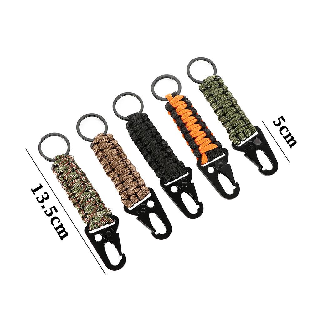 Survival Hiking Paracord Braided Umbrella rope Buckle Hook Keychain Carabiner