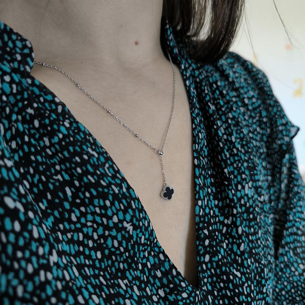 Silver Necklace with Natural Onyx, Weight 3.2 G (60002134)
