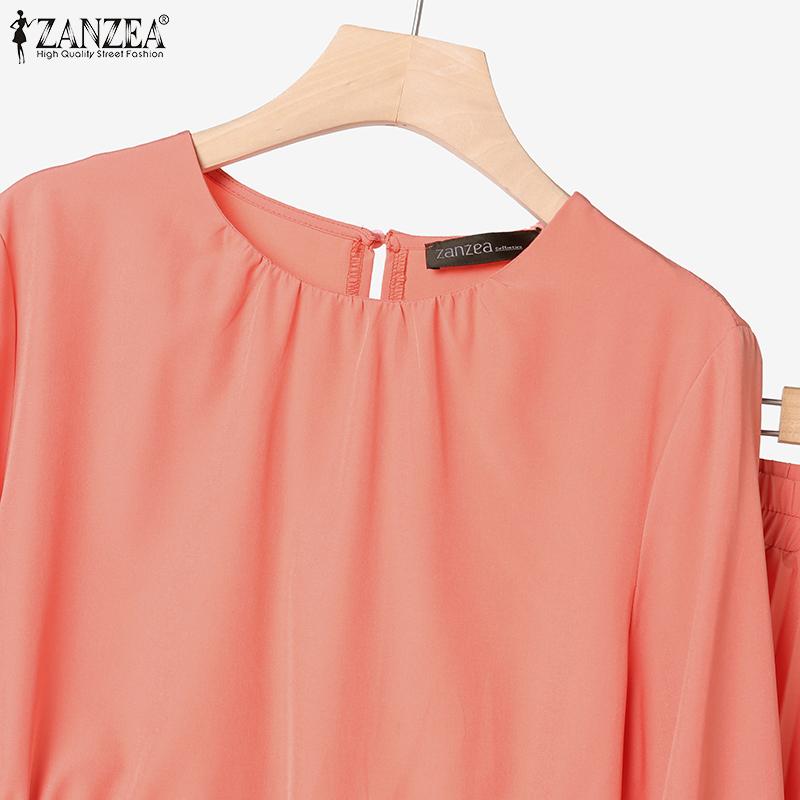 ZANZEA Women Long Sleeve Blouse and Long Skirts Muslim Two Piece Suit Sets