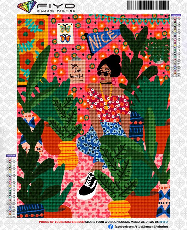 

5D алмазная живопись тропические красочные девушки цветы Алмазная вышивка стены книги по искусству вышивка крестиком картины для гостиной домашний декор Quadro Round Drill 25x35cm