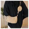 Womens Fashion Solid Color Corduroy Underarm Bag with Coin Purse Pouches Shoulder Crossbody Bag for Shopping Dating Work