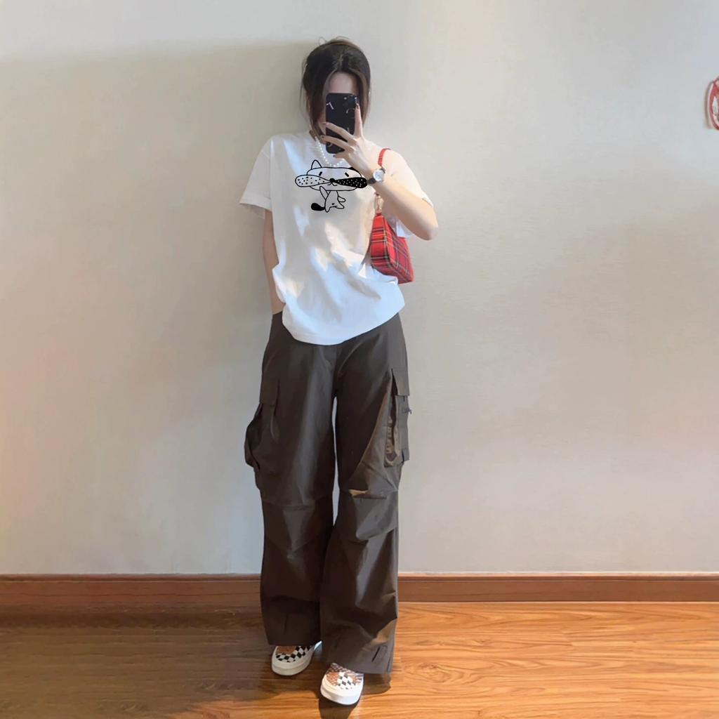 Heavy Cotton Short-sleeved T-shirt Women's New Summer American Loose Large Size Fat MM White Half-sleeved Clothes