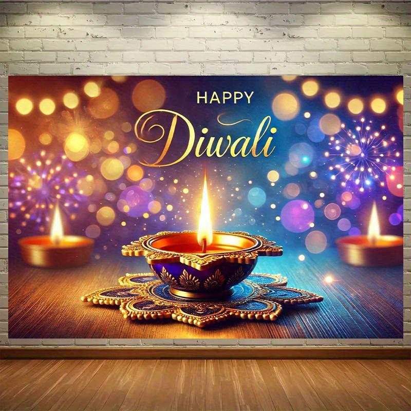 1PC2D Festive Diwali Background for Home, Office, Studio, Outdoor Decoration, No Electricity Required - Wsj