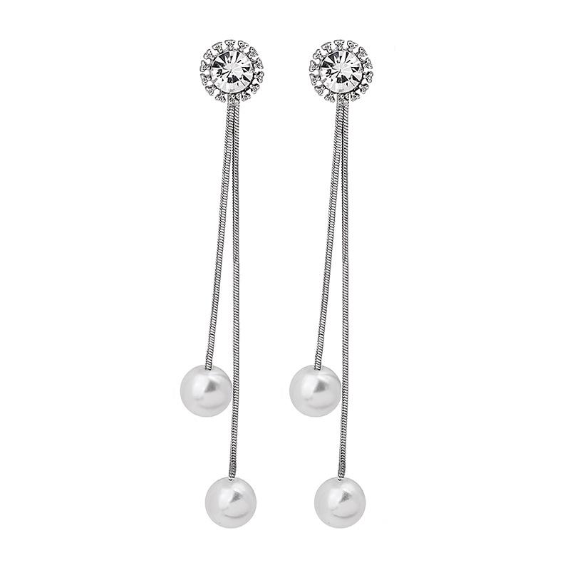 

Серьги-кисточки из корейского серебра 925 пробы с цирконием и жемчугом