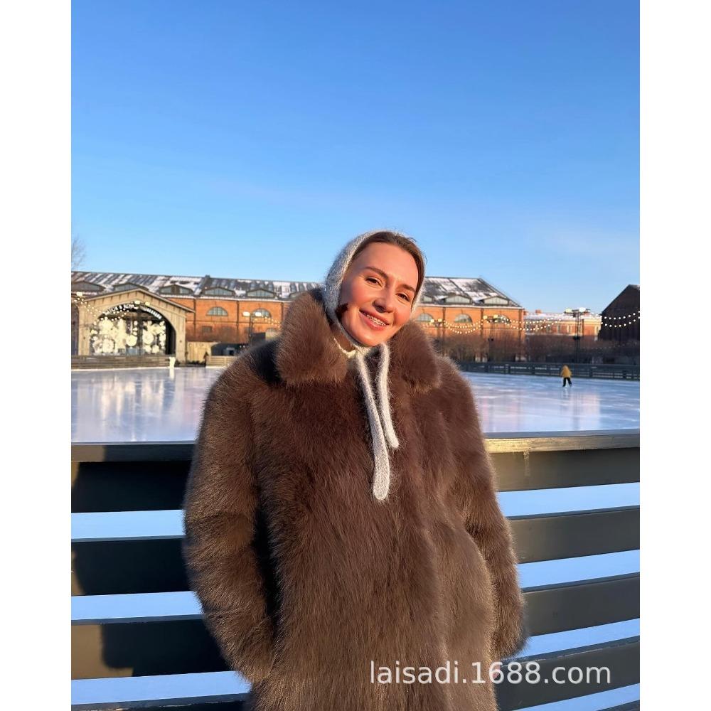 2024 Winter New Imitation Fur Women's Coat Medium and Long Loose Imitation Fox Plush Coat