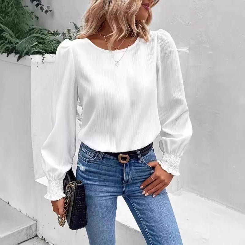Autumn Simple Long Sleeved Solid Color Shirt Women's Shirt Blouses Shirts